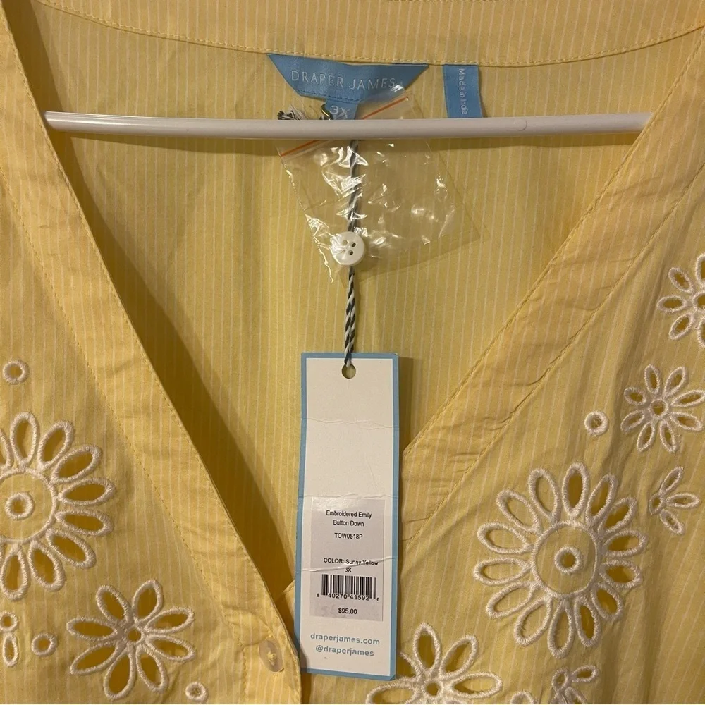 Draper James 3X Embroidered Button Down Blouse - Picture 4 of 5